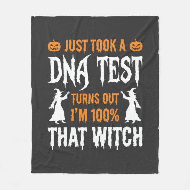 Funny Halloween DNA Test Witch Graphic Fleece Blanket (Front)
