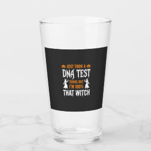Funny Halloween DNA Test Witch Graphic Glass