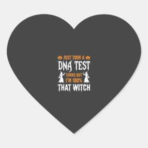 Funny Halloween DNA Test Witch Graphic Heart Sticker