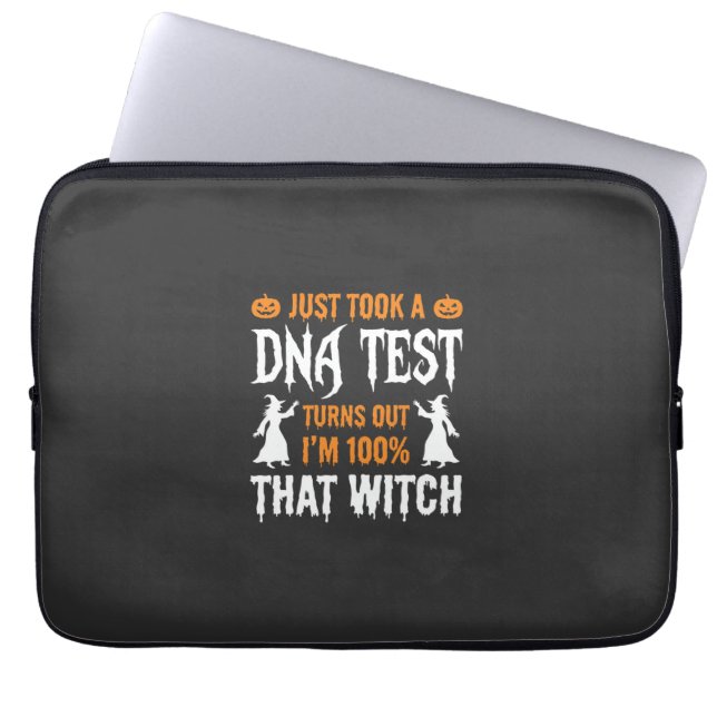 Funny Halloween DNA Test Witch Graphic Laptop Sleeve (Front)