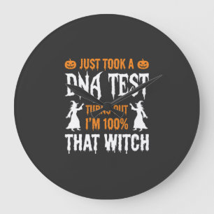 Funny Halloween DNA Test Witch Graphic Large Clock