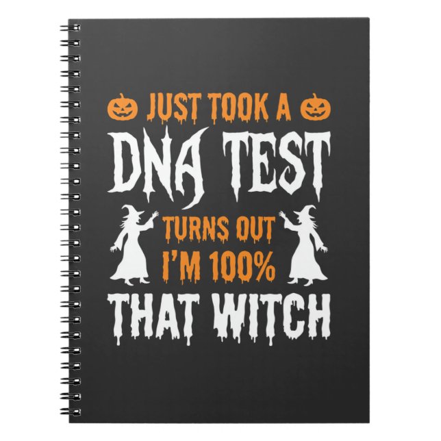 Funny Halloween DNA Test Witch Graphic Notebook (Front)