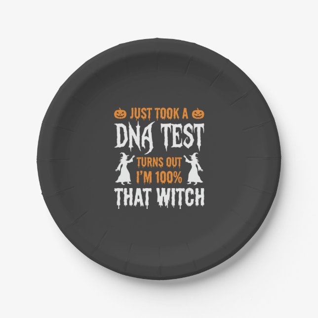 Funny Halloween DNA Test Witch Graphic Paper Plate (Front)