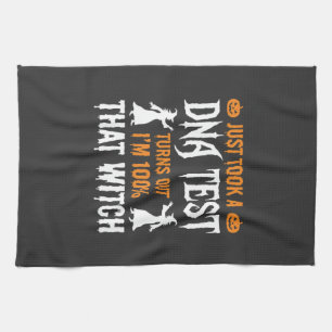 Funny Halloween DNA Test Witch Graphic Tea Towel