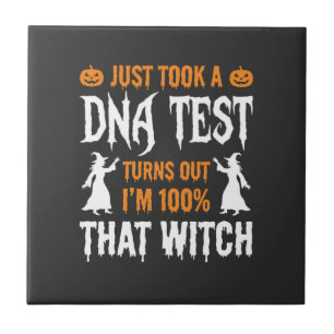 Funny Halloween DNA Test Witch Graphic Tile