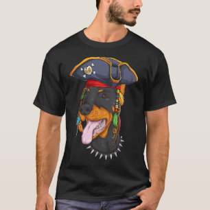 Funny Halloween Doberman Costume Scary Pirate Hat T-Shirt