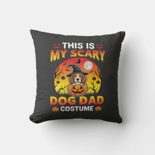 Funny Halloween Dog Dad Costume Witch Beagle Cushion