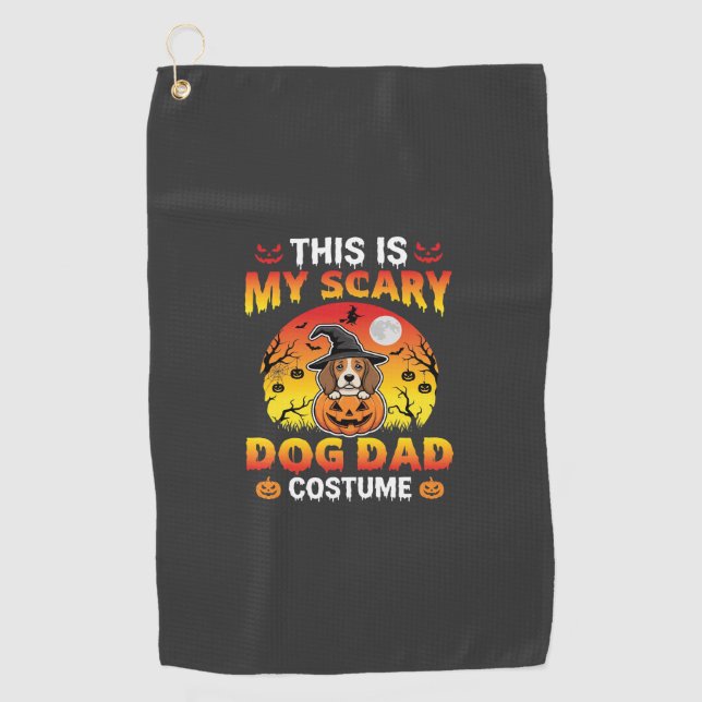 Funny Halloween Dog Dad Costume Witch Beagle Golf Towel (Front)
