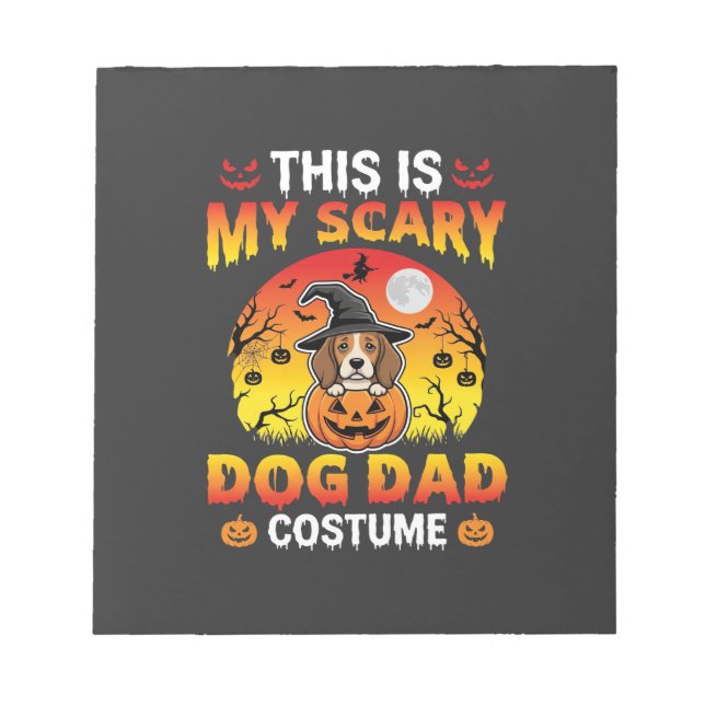 Funny Halloween Dog Dad Costume Witch Beagle Notepad (Front)