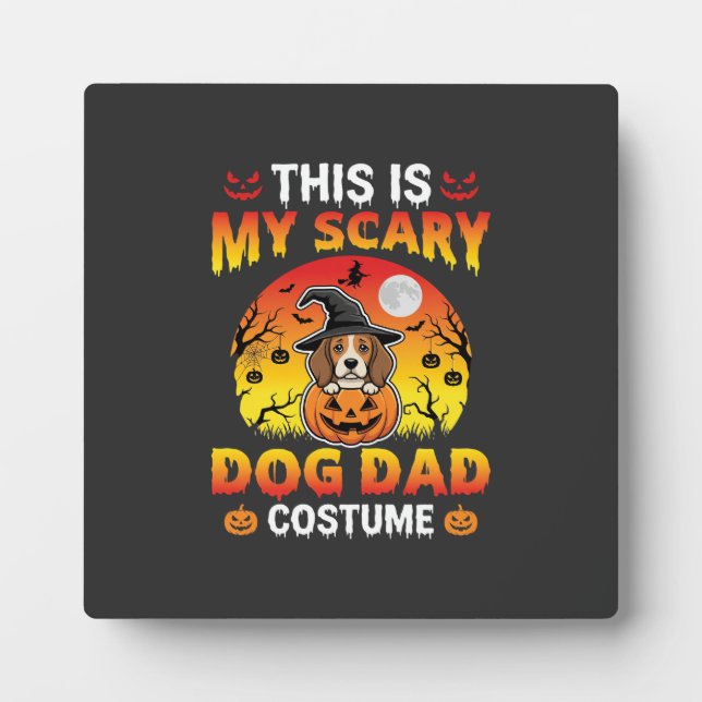 Funny Halloween Dog Dad Costume Witch Beagle Plaque (Front)