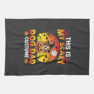 Funny Halloween Dog Dad Costume Witch Beagle Tea Towel