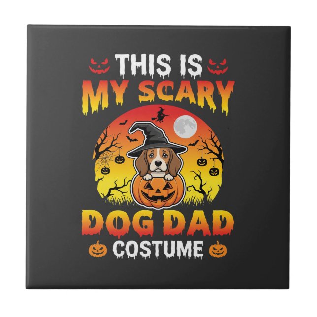 Funny Halloween Dog Dad Costume Witch Beagle Tile (Front)