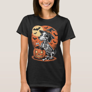 Funny Halloween Dog Skeleton Design Spooky Haunted T-Shirt