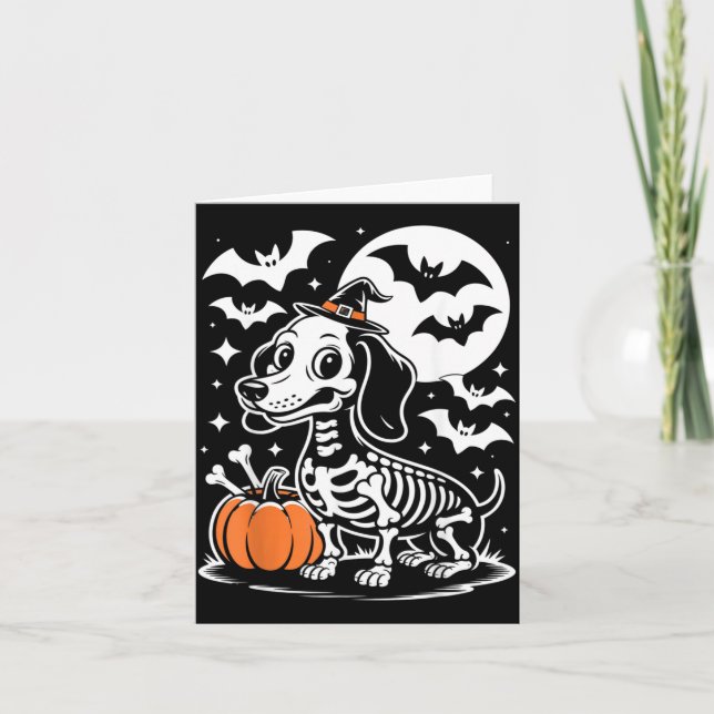 Funny Halloween Dog Skeleton Spooky Puppy Bones Card (Front)