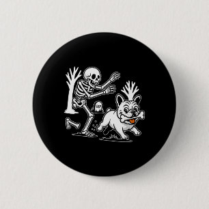 Funny Halloween Dog Skeleton Spooky Season 6 Cm Round Badge