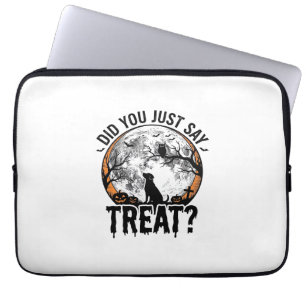 Funny Halloween Dog Treat Vintage Vector Design_1 Laptop Sleeve