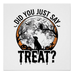 Funny Halloween Dog Treat Vintage Vector Design_1 Poster