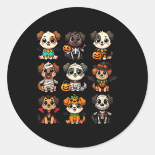 Funny Halloween Dogs Ghost Pumpkin Spooky Season D Classic Round Sticker