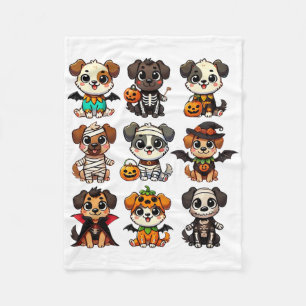 Funny Halloween Dogs Ghost Pumpkin Spooky Season D Fleece Blanket