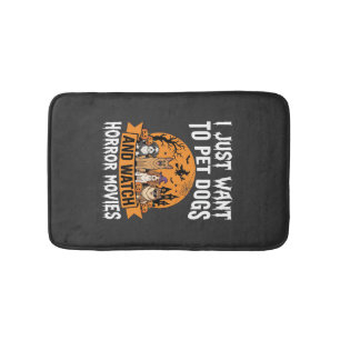 Funny Halloween Dogs Horror Movies Vector Bath Mat