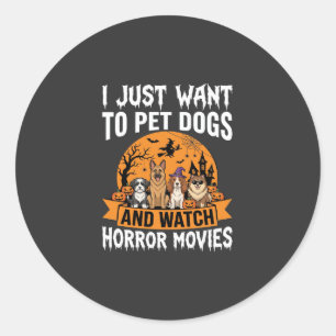 Funny Halloween Dogs Horror Movies Vector Classic Round Sticker