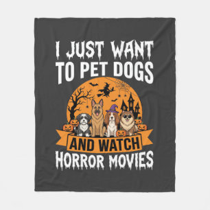 Funny Halloween Dogs Horror Movies Vector Fleece Blanket