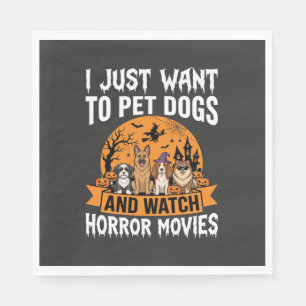 Funny Halloween Dogs Horror Movies Vector Napkin