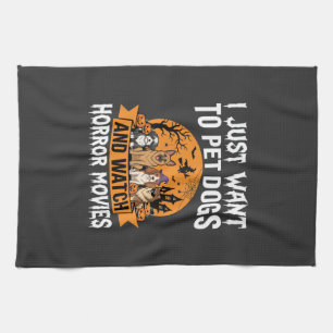 Funny Halloween Dogs Horror Movies Vector Tea Towel