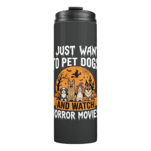 Funny Halloween Dogs Horror Movies Vector Thermal Tumbler