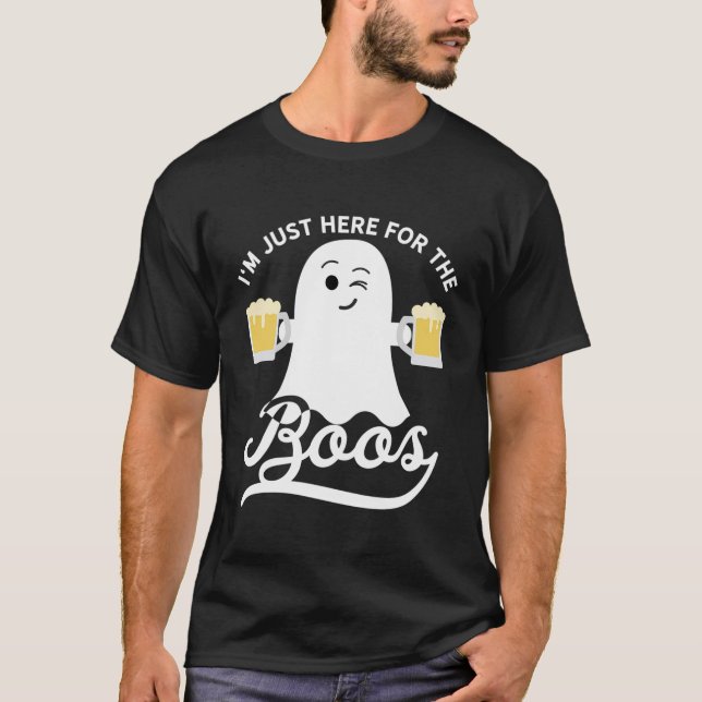 Funny Halloween Drinking Beer I'M Just Here For Th T-Shirt (Front)
