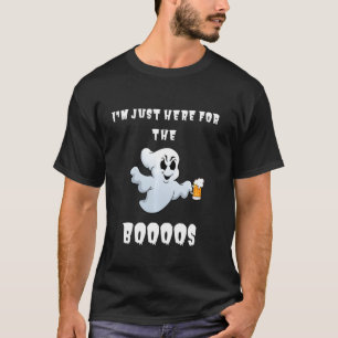 Funny Halloween Drinking Ghost Here For The Boooo T-Shirt