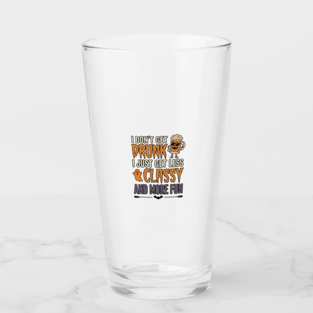 Funny Halloween Drinking Less Classy Shirt Design_ Glass (Front)