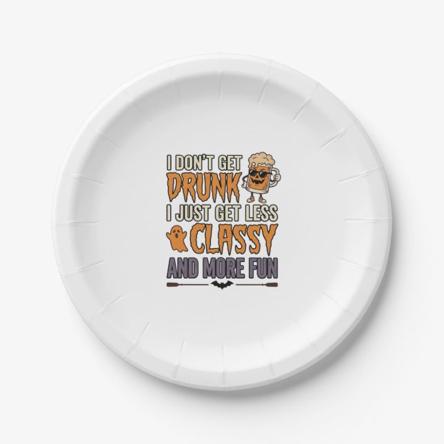 Funny Halloween Drinking Less Classy Shirt Design_ Paper Plate (Front)