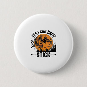 Funny Halloween Drive Stick Witch Vintage Shirt De 6 Cm Round Badge