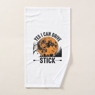 Funny Halloween Drive Stick Witch Vintage Shirt De Hand Towel