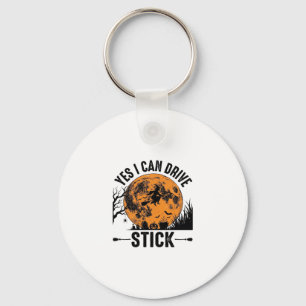 Funny Halloween Drive Stick Witch Vintage Shirt De Key Ring