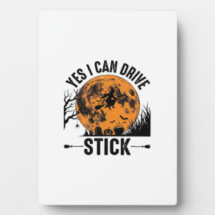 Funny Halloween Drive Stick Witch Vintage Shirt De Plaque
