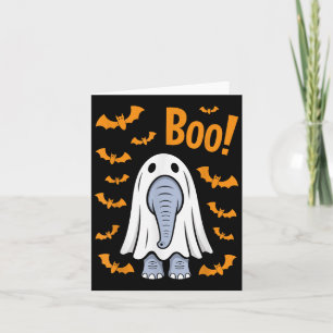Funny Halloween Elephant Boo Ghost Costume Bats Card