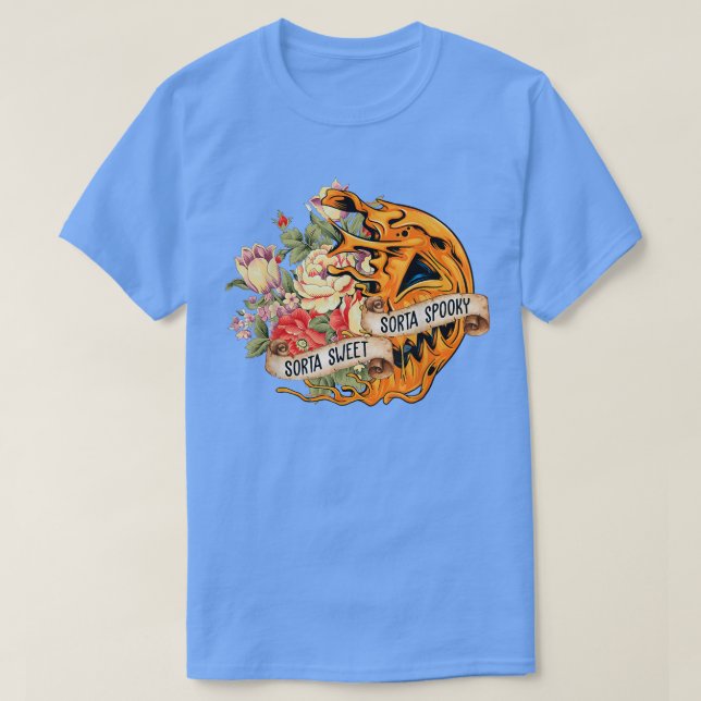 Funny Halloween Fall Pumpkin Flower Sorta Sweet So T-Shirt (Design Front)
