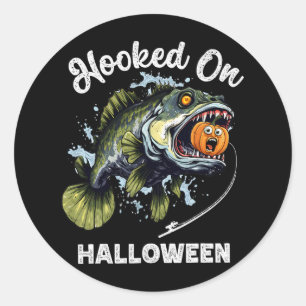 Funny Halloween Fishing Boys Mens Zombie B Fish Pu Classic Round Sticker