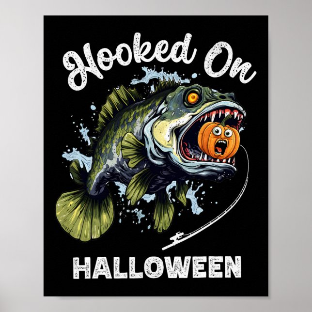 Funny Halloween Fishing Boys Mens Zombie B Fish Pu Poster (Front)