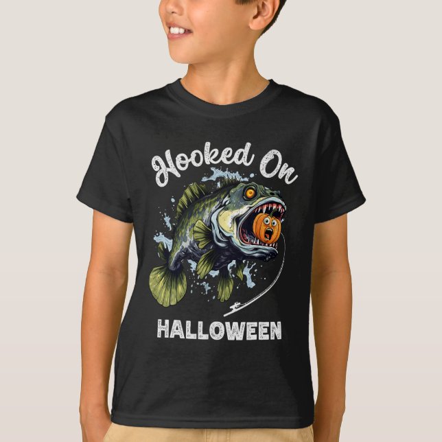 Funny Halloween Fishing Boys Mens Zombie B Fish Pu T-Shirt (Front)