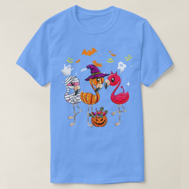 Funny Halloween Flamingo Flamingoween Witch Vampir T-Shirt (Design Front)