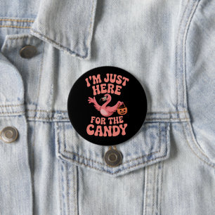 Funny Halloween Flamingo Trick or Treat Candy 7.5 Cm Round Badge