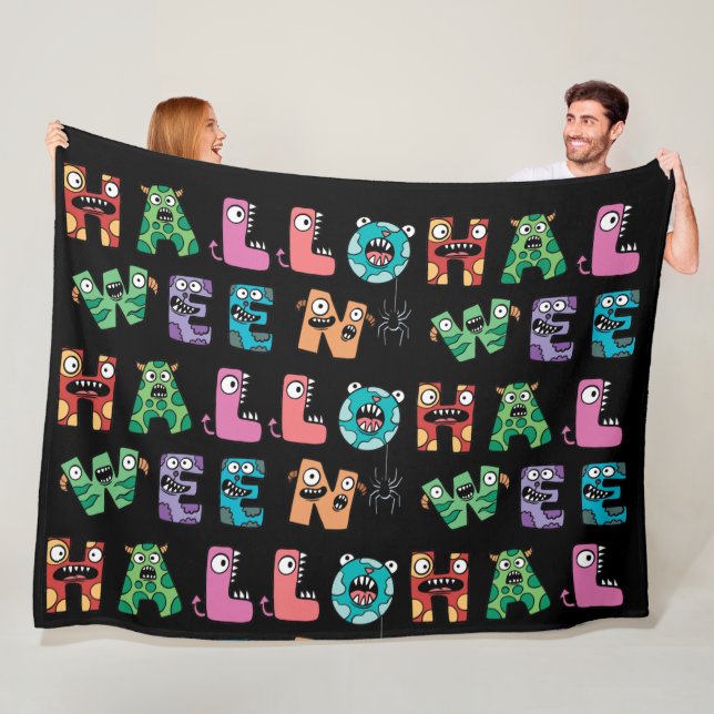 Funny Halloween Fleece Blanket (In Situ)