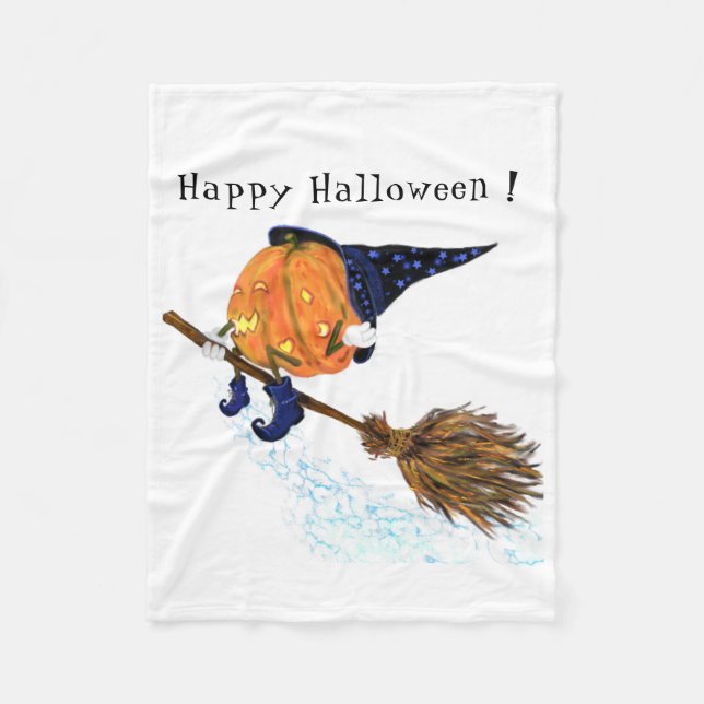 Funny Halloween Fleece Blanket Witch Pumpkin (Front)