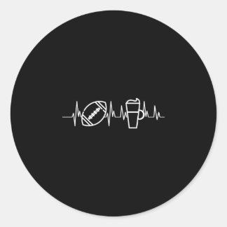 Funny halloween football pumpkin spice heartbeat classic round sticker