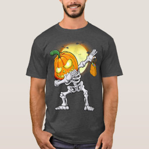Funny Halloween For Boys Kids Dabbing Skeleton Pu T-Shirt