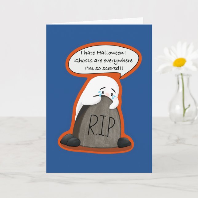 Funny Halloween for Introverts Scared Ghost Card (Small Plant)