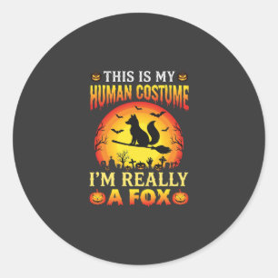 Funny Halloween Fox Human Costume Classic Round Sticker